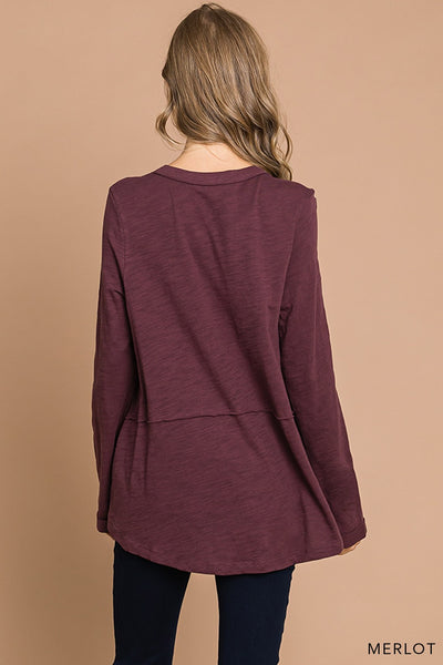 U-Neck Casual Top - Merlot