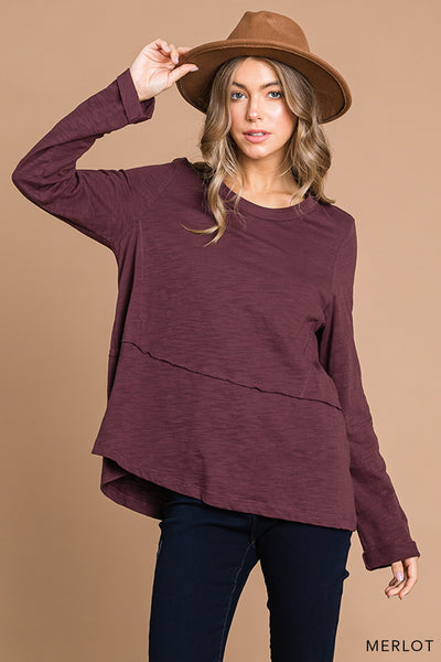 U-Neck Casual Top - Merlot