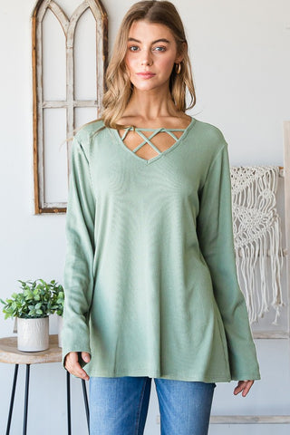 Criss Cross Solid Ribbed Top