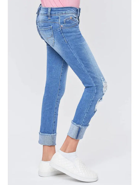 Girls Wannabettafit Mid-Rise Mega Cuff Skinny Jeans