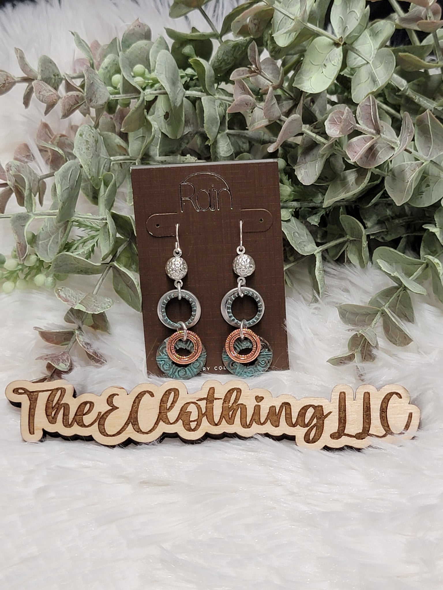 Rain - Patina Multi Textured Layer Circles Earring