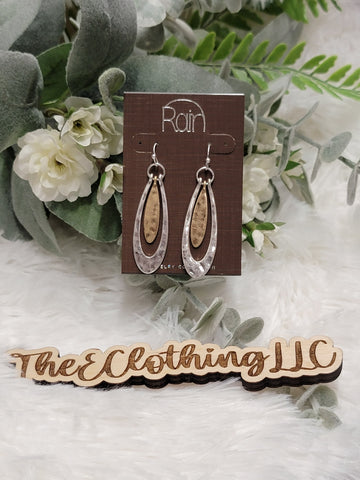 Rain - Two Tone Gold Center Oval Earring