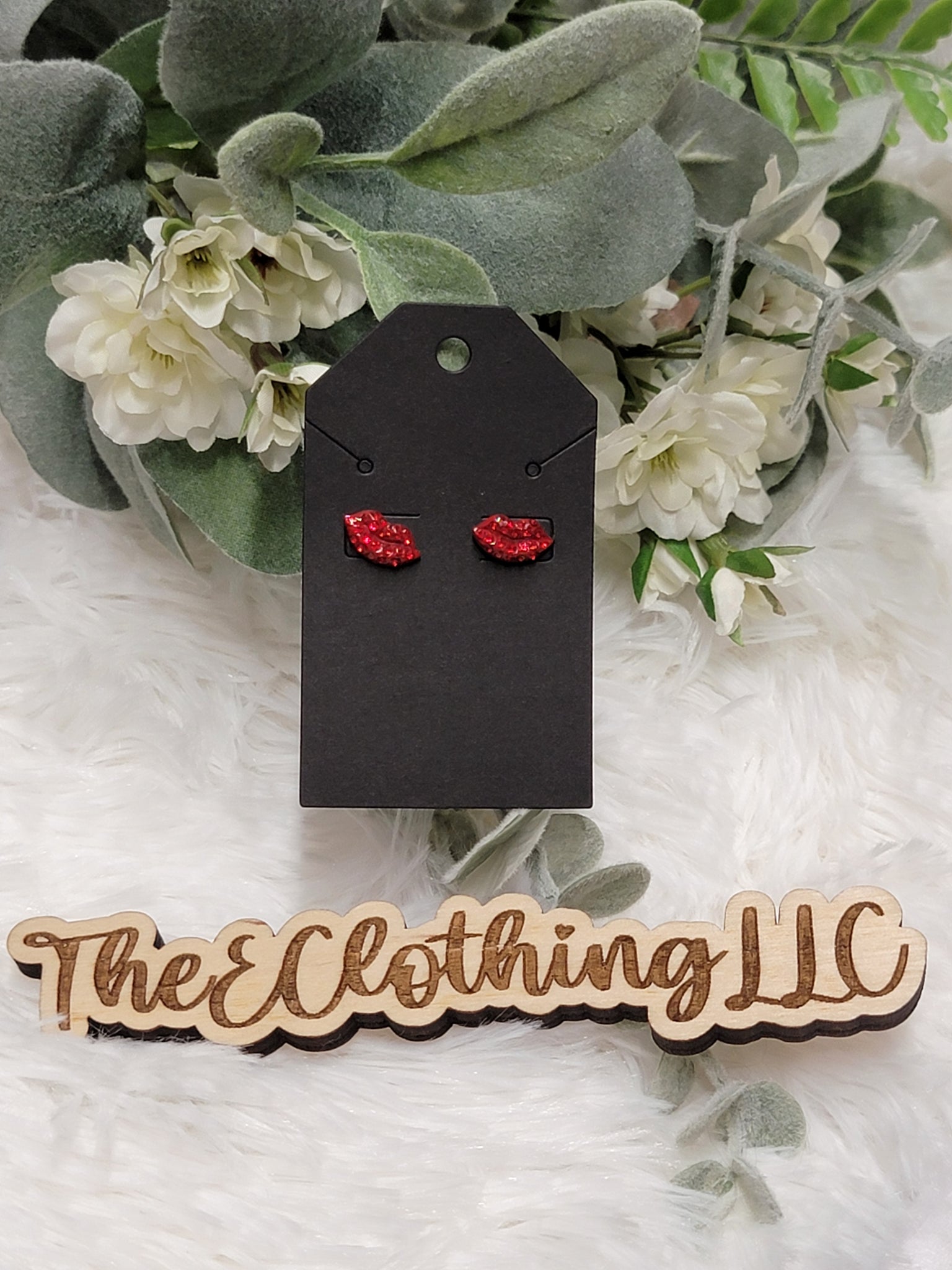Red Lips Rhinestone Earrings