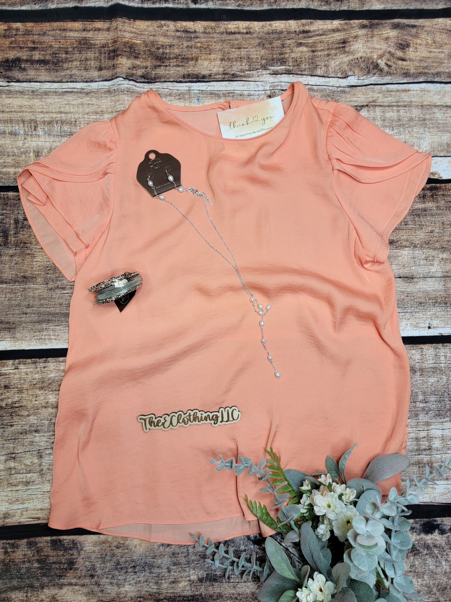 Tulip Sleeve Blouse - Peach