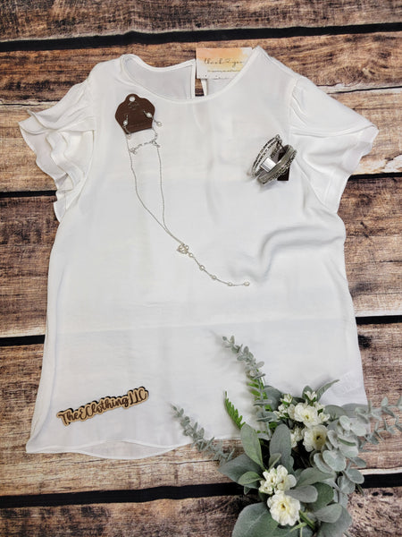 Tulip Sleeve Blouse - White