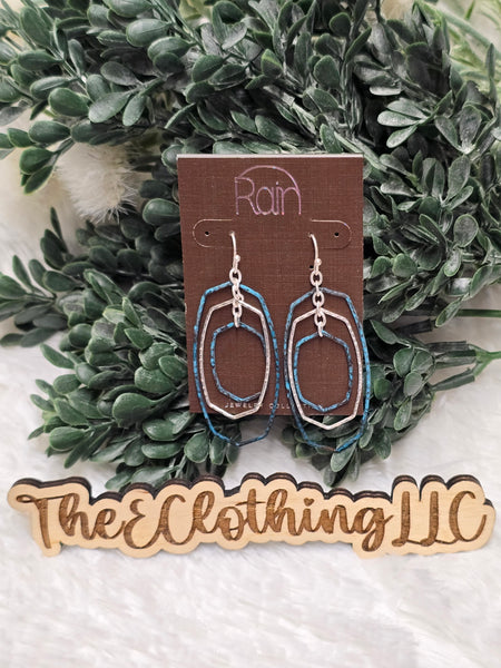 Patina Silver Ellipse Wire Layer Earring