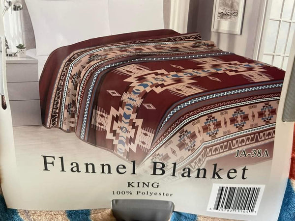 Large Flannel Blanket - Aztec Brown