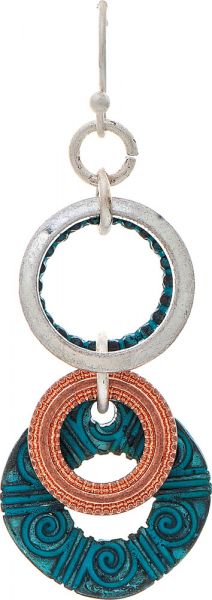 Rain - Patina Multi Textured Layer Circles Earring