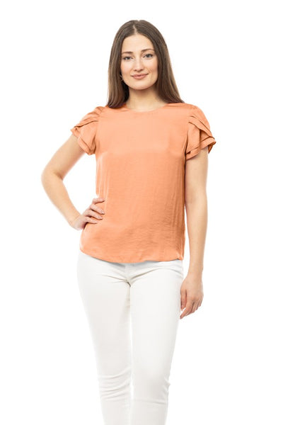 Tulip Sleeve Blouse - Peach