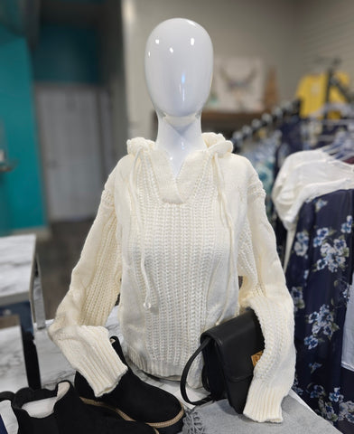 Cable Sweater With Hoodie