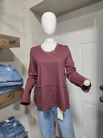 U-Neck Casual Top - Merlot