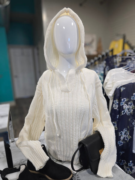 Cable Sweater With Hoodie