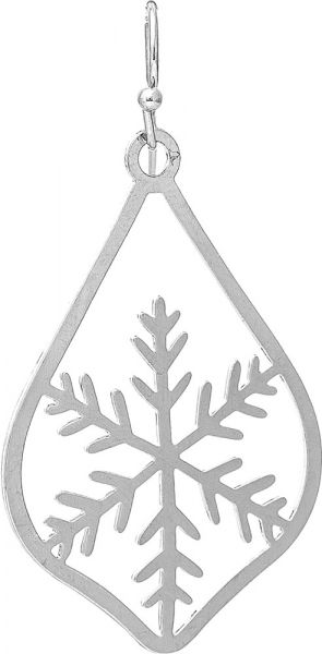 Rain - Silver Teardrop Snowflake Holiday Earring