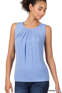 Ity Sleeveless Pleated Top - Spring Blue