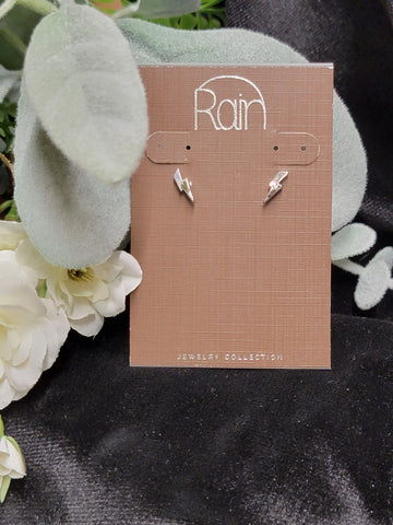 Rain - Silver Tiny Lightning Bolt Stud Earring