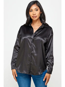 Satin Button-Down Shirt