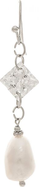 Rain - Silver Freshwater Pearl Cubic Zirconia Crystal Drop Earring